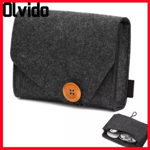 Túi lưu trữ OLVIDO, Hộp lưu trữ cáp dữ liệu nỉ đa chức năng, Hộp sắp xếp lửng đôi di động nhỏ bền bỉ Du lịch ngoài trời
