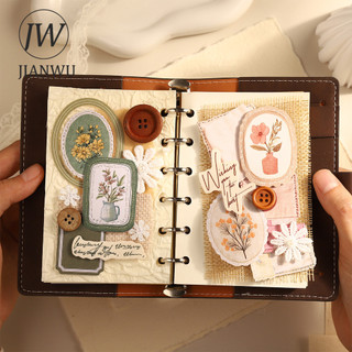 JIANWU Mijing Bộ Sưu Tập Hoa Vintage Hoa Phong Cảnh Chất Liệu Cắt Dán Đóng Hộp Nhãn Dán Sáng Tạo DIY Tạp Chí Văn Phòng Phẩm