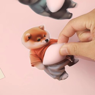 Nhãn dán JKDESIGN Shiba Inu, Nhãn dán có thể bóp được, Miếng dán bụng chó Shiba Inu mũm mĩm Silicone tự dính để ủng hộ bữa tiệc