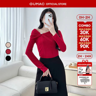 Áo thun nữ GUMAC cổ kiểu trễ vai  ATE09012
