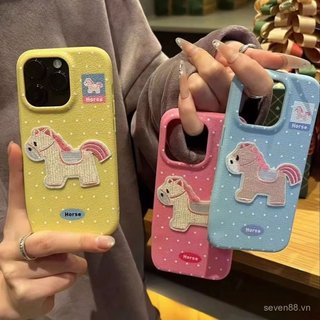 Ốp Điện Thoại Thích Hợp Cho iPhone 7 8 X XS XR XSMAX 11 12 13 14 15 16 17 Pro max Plus Da Thêu Pony Chống Sốc Vỏ Bảo Vệ Chống Sốc Bao Gồm Tất Cả 2VKG