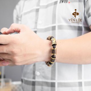 Vòng Trầm Mã Đáo Thành Công Bọc Vàng 8K  - Trầm Hương Sánh Chìm - Mua một tặng một hộp VIP