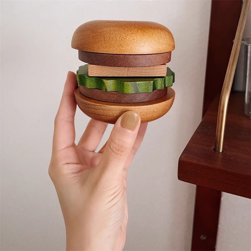 Hamburger Coaster Gỗ Bắc Âu Sáng Tạo Gỗ Chắc Chắn Burger Trà Thảm Lưu Trữ Nhà Đồ Trang Trí Đa Năng