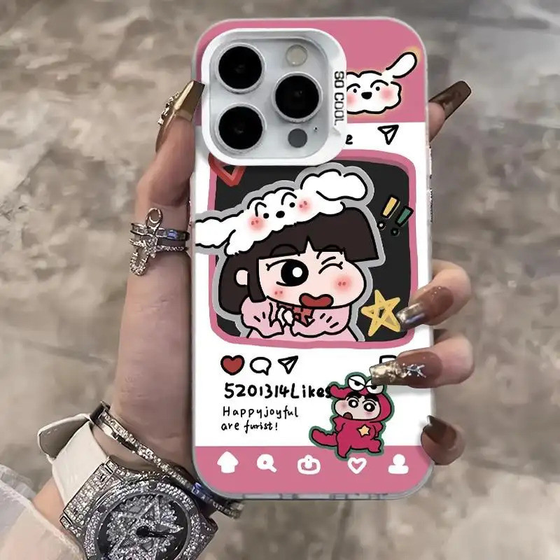 Ốp lưng chống sốc Crayon Shin-chan đôi, thiết kế hoạt hình dễ thương độc đáo thích iPhone 17/15/14/13/12/11 Pro Max/XS