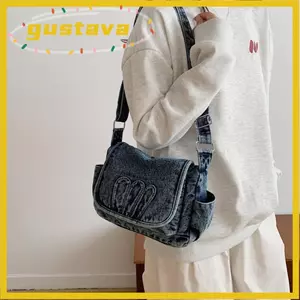 Túi Denim GUSTAVA, Túi đeo chéo đeo chéo dạng lật phong cách cổ điển, Túi đeo vai bền đa chức năng phù hợp với mọi phong cách mặc thường ngày