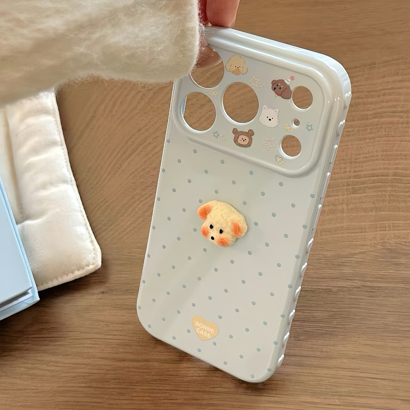 Sữa Fufu Wave Dot Puppy cho iPhone16promax trường hợp 15 cộng với gió 14Pro