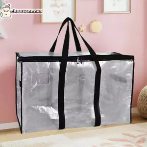 Cheenm Quilt Organizer Túi Có Thể Gập Lại Trong Suốt Dung Tích Lớn Dệt Tủ Quần Áo Phân Loại Chống Thấm Nước Dây Kéo Đôi Di Động Lưu Trữ Cho Quần Áo VN