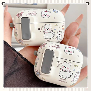 Ốp Tai Nghe Cho Airpods 4 Pro 3 2 Di Động Thiết Kế Mở Bằng Một Cú Nhấp Nháy Tai Nghe Không Dây TPU Mềm Hoạt Hình Tây Nguyên Chó Con Chó Con Chống Sốc Chống Trầy Xước Vỏ Bảo Vệ