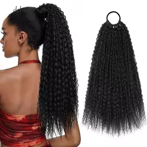 DELMER Xoăn Đuôi Ngựa Nối Dài, Tóc Giả Afro Tóc Giả Tóc Giả Kinky Xoăn Miếng Tóc, Phụ Kiện Tóc Lông Tơ Giả Tổng Hợp Dài Xoăn Đuôi Ngựa Sử Dụng Hàng Ngày