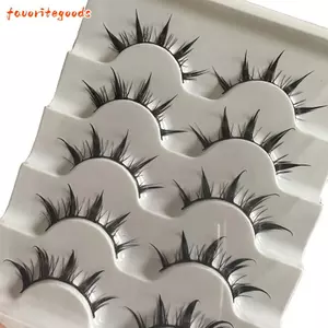 FAVORITEGOODS 5 Đôi / hộp DIY Lashes Extension, Curvature C 9-13MM Lông mi giả lấy cảm hứng từ Anime, Hợp thời trang Dễ dàng đeo Nhẹ Có thể tái sử dụng Lông mi giả