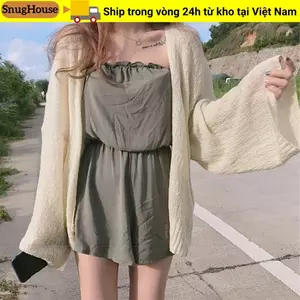 Áo len cardigan ngoại cỡ SNUGHOUSE, Áo len dệt kim mỏng mùa hè, Áo len nữ rộng rãi rỗng