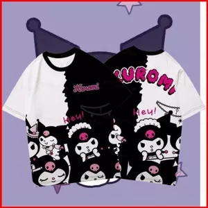 YB1 Sanrio Kuromi Cosplay Vải Hoạt Hình 3D Mùa Hè Áo Thun Cho Trẻ Em Người Lớn Anime Tay Ngắn Top BY1