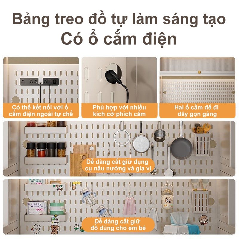 Tủ bếp chống bụi bền bỉ thép carbon Kệ bếp đa năng Bề mặt đá cẩm thạch giả Bảng Lỗ Pegboard