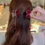 Kudosation 1 Vintage Thanh Lịch Màu Đỏ Floed Hoa Hồng sel Kẹp Tóc Thời Trang Đuôi Ngựa Móng Vuốt Cua Kẹp Cho Bé Gái Nữ Tinh Tế Phụ Kiện Tóc Đẹp