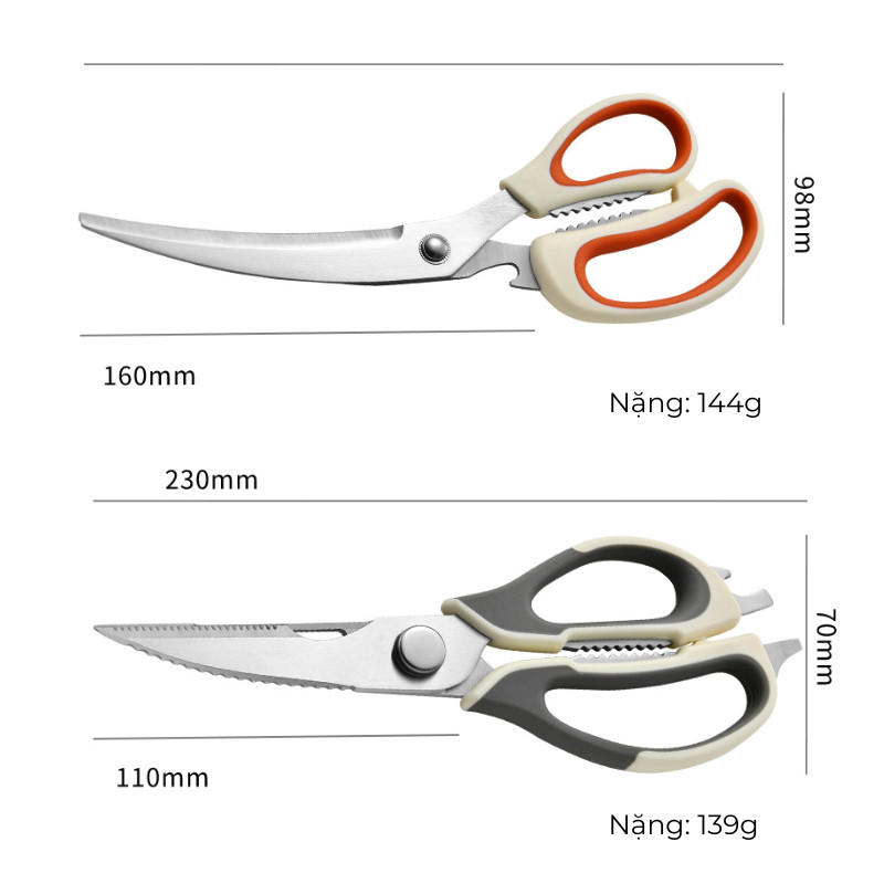 Bộ 2 Kéo Nhà Bếp Đa Năng KOOBEE Inox 420 Cao Cấp - Kéo Cắt Gà Tách Rời Dễ Vệ Sinh, Tay Cầm Silicon Chống Trượt | 384