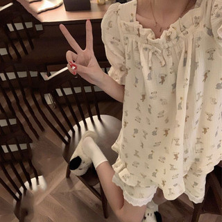 [Luni-oder] LOẠI 1  Đồ Ngủ Pijama Nữ Hoa Nhí Dễ Thương, Set Áo Tay Ngắn Quần Short Form Rộng Thoải Mái Mềm Nhẹ ĐN45