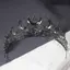 PYCOU Moon Tiara, Màu Đen Phong Cách Vintage Vương Miện Nữ Hoàng, Tóc Đậm Phụ Kiện Trang Sức Thanh Lịch Thiết Kế Sang Trọng Ngôi Sao Mũ Đội Đầu Nữ