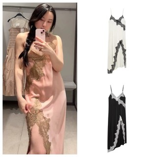 Đầm họa tiết Satin lụa viền ren ZA 2678047