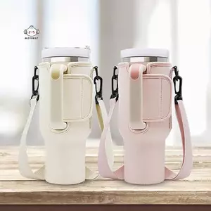 Maybest 40oz Túi đựng chai nước Dây đeo vai có thể điều chỉnh Cốc cốc Tay áo Hộp đựng chai màu trơn để đi bộ đường dài ngoài trời {VN}