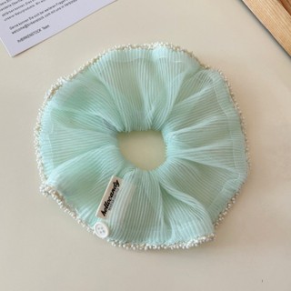 Hululu / Fresh Mint Hai Lớp Xếp Ly Scrunchy Dây Buộc Tóc Phong Cách Hàn Quốc Dây Buộc Tóc Đầu Bóng Đuôi Ngựa Thấp Lông Tơ Khối Lượng Tóc Buộc Tóc