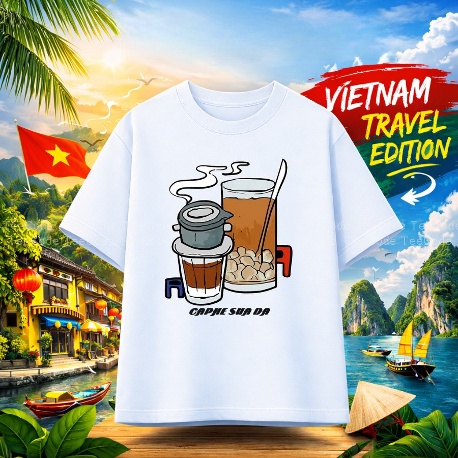 （Giao hàng 24h）Angela Áo Thun Việt Nam Cà Phê Sữa Đá Du Lịch Vietnam Form Rộng Nam Nữ Local Brand