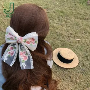 Thêu Tóc Nơ Ren Nơ Lớn Kẹp Tóc Nữ Thanh Lịch Mùa Xuân Mùa Xuân Mùa Hè Phụ Kiện Tóc Nữ Barrettes