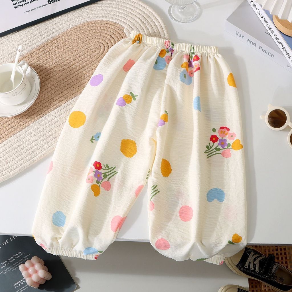 Quần chống muỗi trẻ em in hình phù hợp mùa hè Quần mỏng thông thường 80-150 Size MNIE