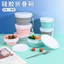Silicone Có Thể Gập Lại Bát Di Động Dã Ngoại Ngoài Trời Du Lịch Hộp Cơm Trưa Bộ Đồ Ăn Tròn Tươi Hộp Đựng Cơm Trưa Mì Ăn Liền Bát 3AES