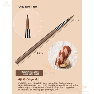 Bàn Chải Làm Móng Tay Phong Cách Nhật Bản Màu Nâu Hai Đầu Bút Vẽ Ống Nhôm Quét Acrylic Que Dài Keo-