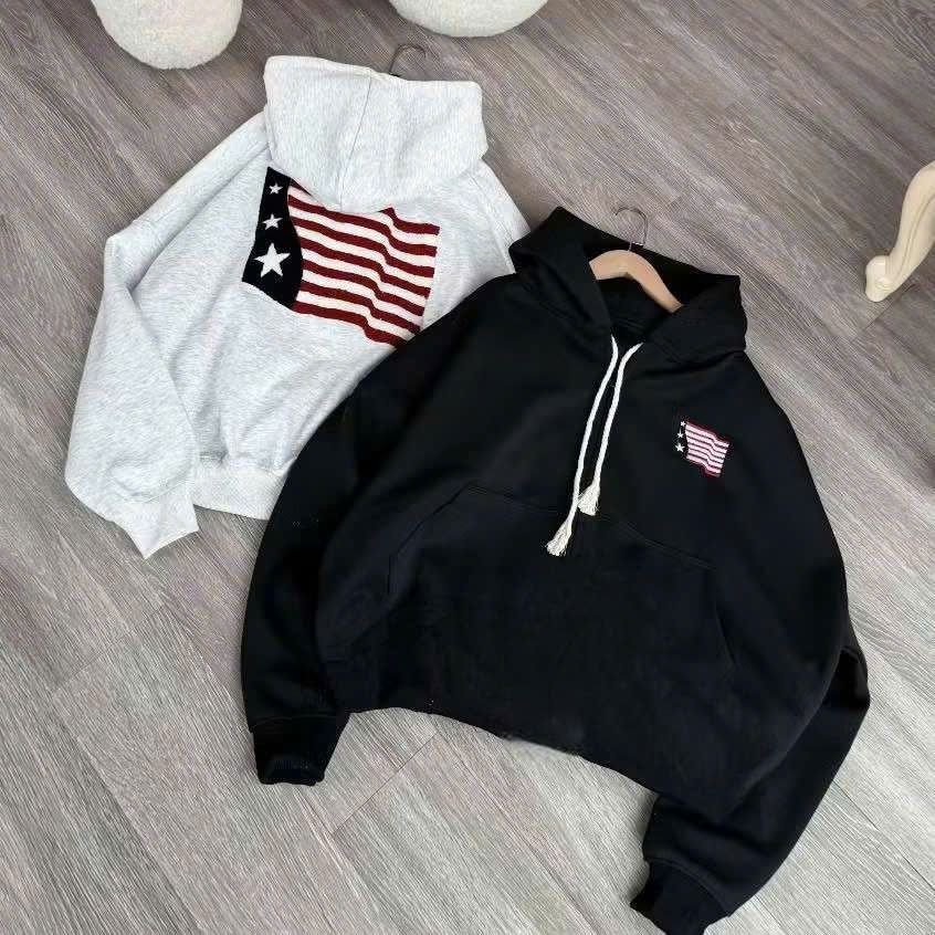( XẢ HÀNG ) Áo Hoodie Nỉ Mùa Đông Unisex Form Rộng Đẹp Giá Rẻ Vô Địch-Hình lá cờ mỹ - quanaao94