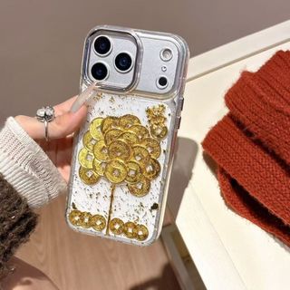 Ốp Điện Thoại Hoa Đồng Xu Vàng May Mắn Cho iPhone 17 16 11 12 13 14 15 Pro Max Vỏ Bảo Vệ TPU Mềm Trong Suốt Chống Rơi Vỏ Hợp Thời Trang Dễ Thương