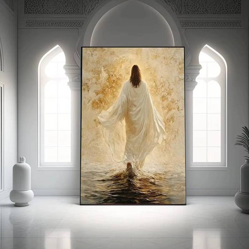 Chúa Giêsu Đi Bộ Trên Nước Áp Phích Tôn Giáo Trang Trí Nhà Thiên Chúa Nghệ Thuật Chúa Giêsu Kitô Canvas Tranh Treo Tường Nghệ Thuật Trang Trí Phòng Khách
