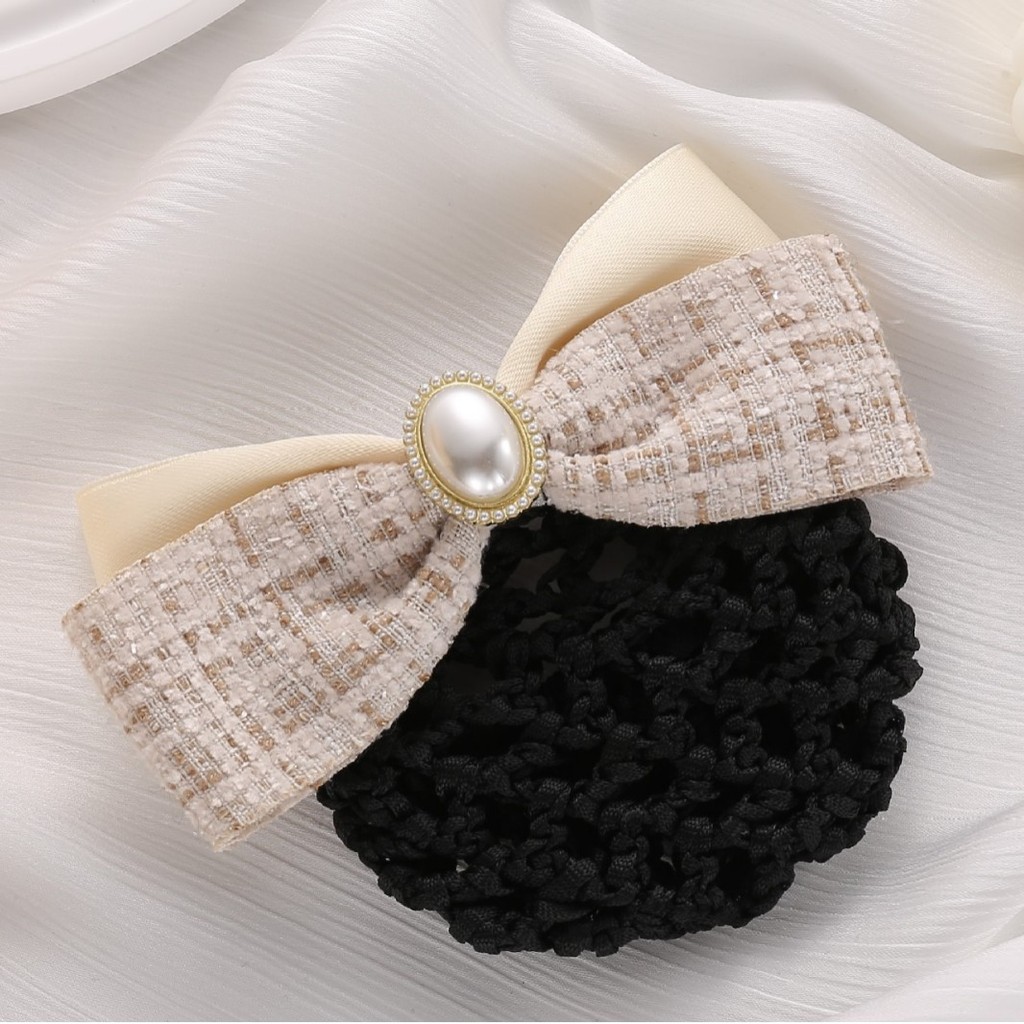 Hairnet thanh lịch với phụ kiện tóc nơ cho công việc khách sạn dành cho nữ