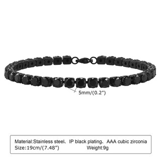 Vòng tay thời trang nam từ thép không gỉ và zircon đen, phụ kiện trang sức cao cấp BR-1495