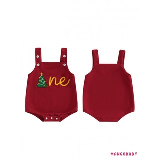 MG-Baby Bộ áo liền quần Giáng sinh Áo liền quần thêu chữ cây không tay