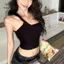 Áovest dệt kim lệch vaicrop top không tay ôm dáng, gợi cảm cho mùa hè