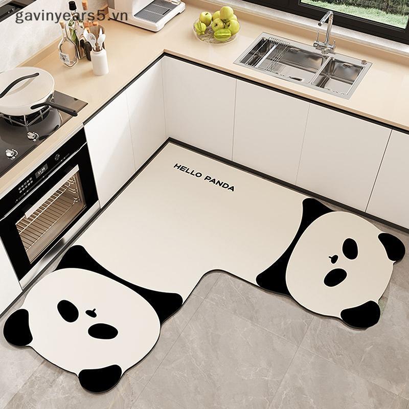 Thảm nhà bếp chữ L thấm hút, dài, chất liệu Diatomite mềm, giặt được, màu trơn