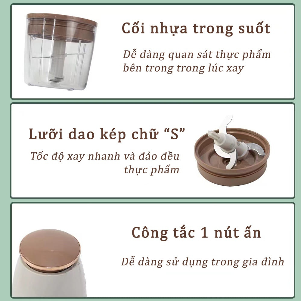 Xay Thịt Cá Rau Củ-Xay Sinh Tố-Xay Đá，Máy Xay Đa Năng OSAKA Nắp Đồng Japan Cao Cấp FP126P Dung Tích 750ml-350W