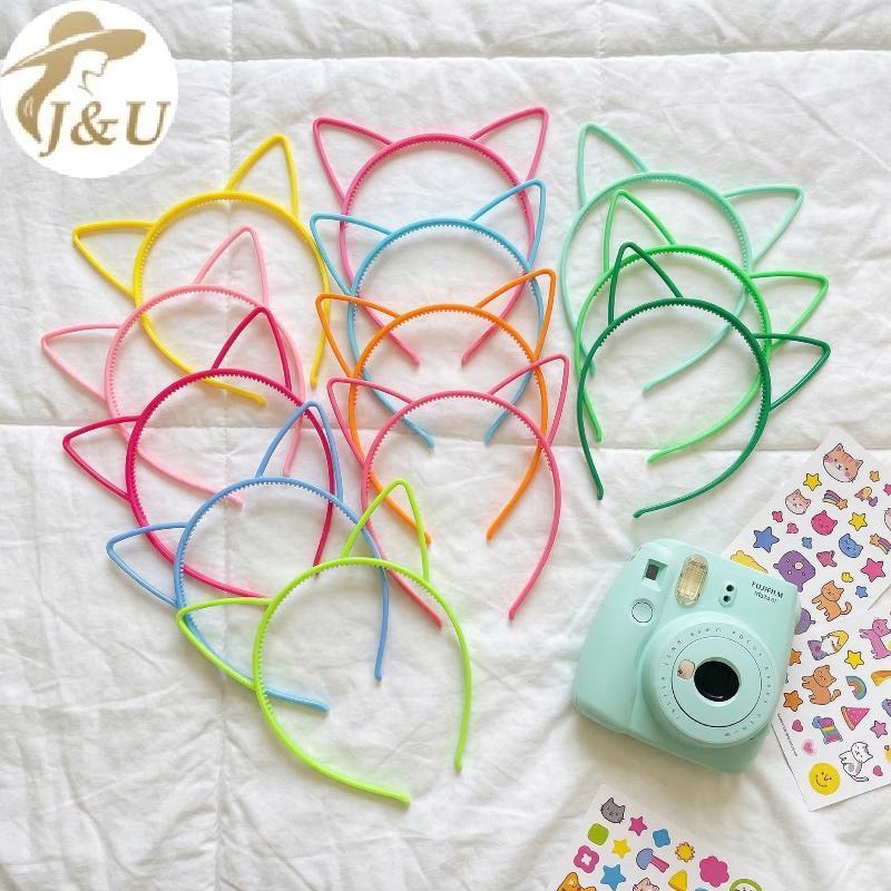 JU Trẻ Em Mèo Bộ 12 Băng Đô Quấn Tóc Nhựa Màu Trơn Chống Trơn Trượt Cho Đảng Trường Trang Phục VN