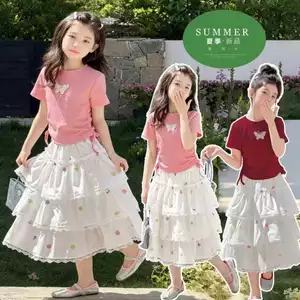 Áo thun ngắn tay mỏng bé gái Mùa hè Phong cách mới Trẻ em bướm dây rút Slim-fit Top