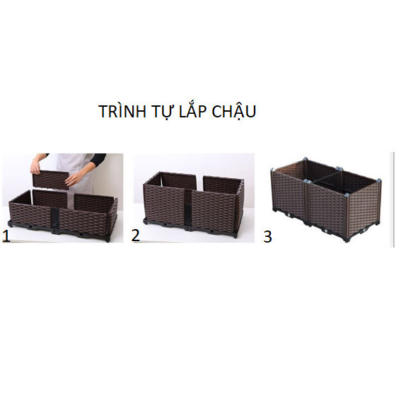 Chậu nhựa lắp ghép Dài 2.4m, rộng 40cm, cao 22cm, chậu nhựa trồng cây, chậu nhựa trồng rau thông minh