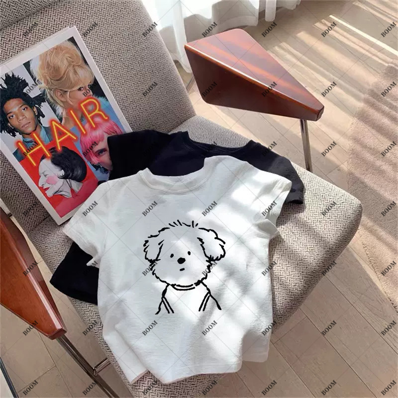 BOOM Áo Baby Tee Nữ Cotton Ôm Body-Áo Thun Ngắn Tay Y2K In Hình PhongCách Mùa Hè, Cổ Tròn Hàng Đầucách hàn quốc phongC39