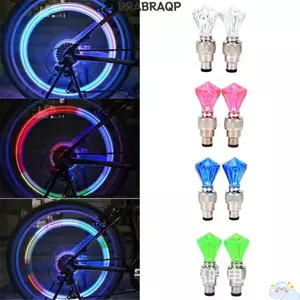 BRABRAAA 2 Chiếc Lốp Van Nắp Đèn, Đá Quý Hình Đèn Flash LED Xe Đạp Bánh Xe, Đa Năng Chống Thấm Nước Polychrome LED Bánh Xe Lốp Xe Sử Dụng Xe Đạp