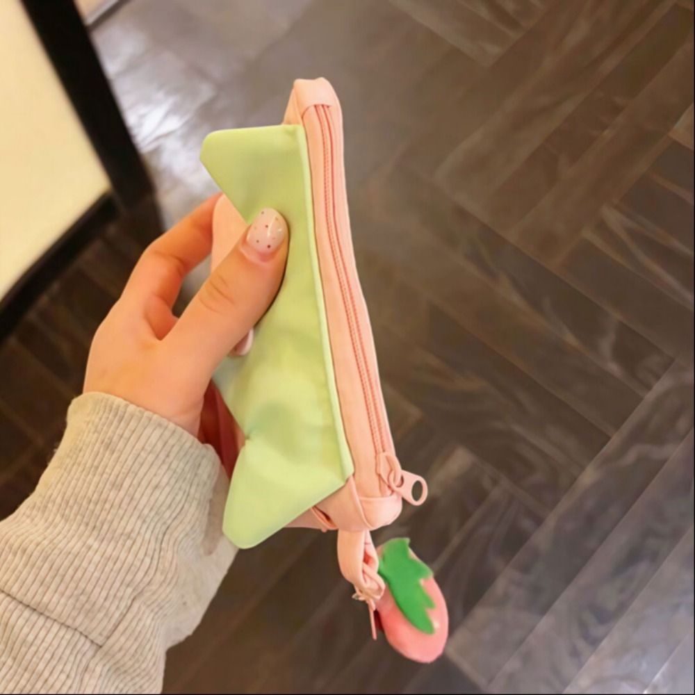 Ví đựng tiền xu JUIC, Túi đựng mỹ phẩm Mini dâu chấm bi, Thiết kế dây kéo đa chức năng Hộp đựng thẻ di động Lưu trữ phụ kiện nhỏ