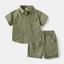Bộ Bé Trai Đồ Bộ Bé Trai Áo Sơ Mi Cộc Tay Quần Short Cotton Mềm Mát Trơn Màu Lio Nuggap