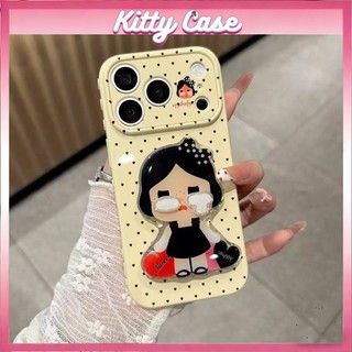 Giá đỡ gương hình em bé khóc 3D tương thích với ốp lưng điện thoại iPhone 11 12 13 14 15 Pro Max 16 17 Plus Vỏ màu trơn