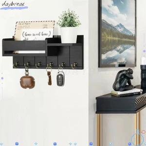 Giá treo chìa khóa DAYBREAK, Kệ mở Hộp đựng chìa khóa bằng gỗ trang trí, Trang trí tường 6 móc treo tường Dụng cụ sắp xếp lối vào nhà