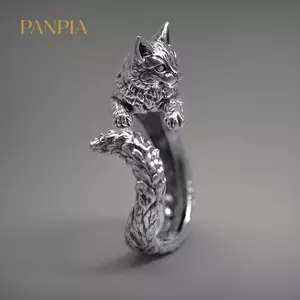 PNPIA- Vintage Hoạt Hình Mèo Con Mở Nhẫn Dành Cho Nam Nữ Cá Tính Phong Cách Trang Sức Phụ Kiện Quà Tặng