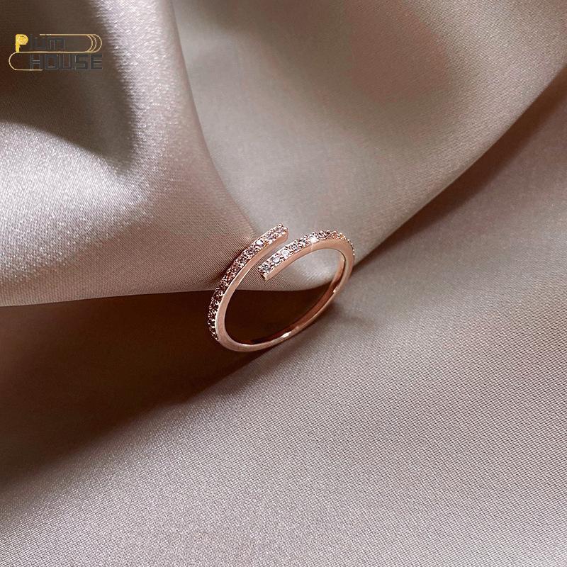 PlumHOUSE Mới Tối Giản Mỏng Nhẫn Nữ Cưới Brilliant Cubic Zircon Chất Lượng Cao Đa Năng Nữ Nhẫn Trang Sức Quà Tặng VN