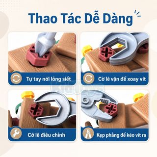 Bộ Đồ Chơi Kỹ Sư KidToys 37 Chi Tiết - Kèm Khoan Điện, Mũ Và Kính Cho Bé Lắp Ráp